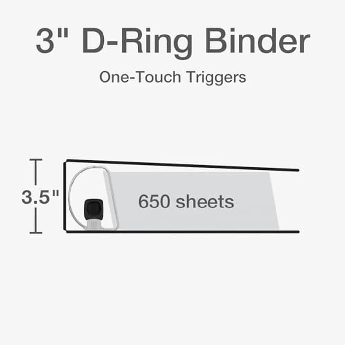 Cardinal Binder, Binders 3 Ring, EasyOpen ClearVue, Slant-D Ring, 3" Capacity, Holds 650 Sheets, Black, 4 Pockets, Non-Stick Archival Safe, Letter Size - Ideal for Office, School, and Presentations by Cardinal - Image 2