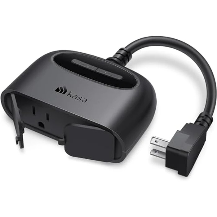 Kasa Smart Outdoor Smart Plug by TP-Link (KP400) - Smart WiFi Outlet with 2 Sockets, IP64 Waterproof, Works with Alexa and Google Home, 2.4GHz WiFi Required, No Hub Required, Sunset & Sunrise Offset by Kasa Smart - Used - Like New condition