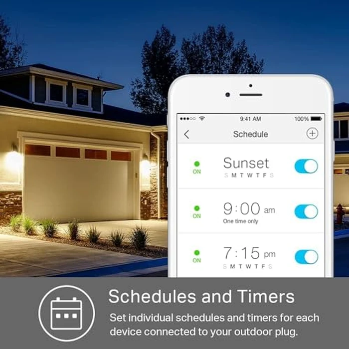 Kasa Smart Outdoor Smart Plug by TP-Link (KP400) - Smart WiFi Outlet with 2 Sockets, IP64 Waterproof, Works with Alexa and Google Home, 2.4GHz WiFi Required, No Hub Required, Sunset & Sunrise Offset by Kasa Smart - Image 5
