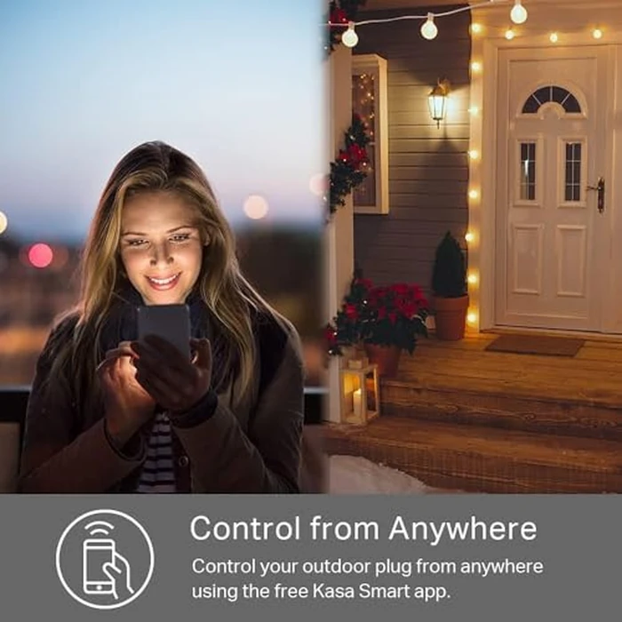 Kasa Smart Outdoor Smart Plug by TP-Link (KP400) - Smart WiFi Outlet with 2 Sockets, IP64 Waterproof, Works with Alexa and Google Home, 2.4GHz WiFi Required, No Hub Required, Sunset & Sunrise Offset by Kasa Smart - Image 6