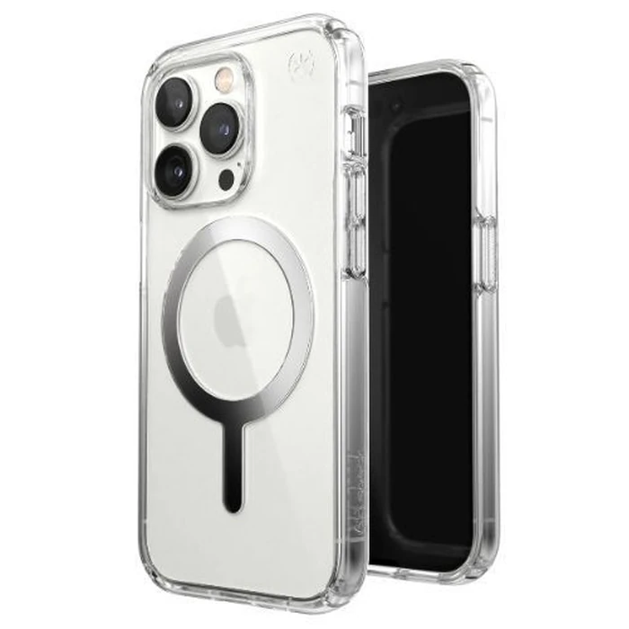 Speck Presidio Perfect-Clear Phone Case with MagSafe for iPhone 14 Pro - Silver/White by Speck - Refurbished - Acceptable condition - US$40.98