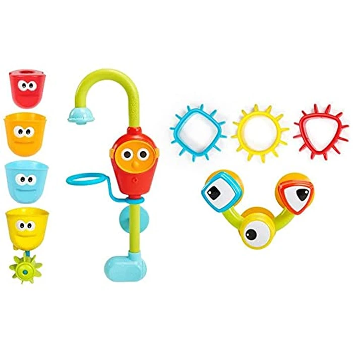 Yookidoo Bay Bath Toddler Toys (Ages 1-3) - 3 Stackable Cups, Spinning Gears, Hose & Spout for Water Play - Mold Free - Suction Cups Attach to Any Bath Tub or Shower - Spin N Sort Spout Pro by Yookidoo - Image 4