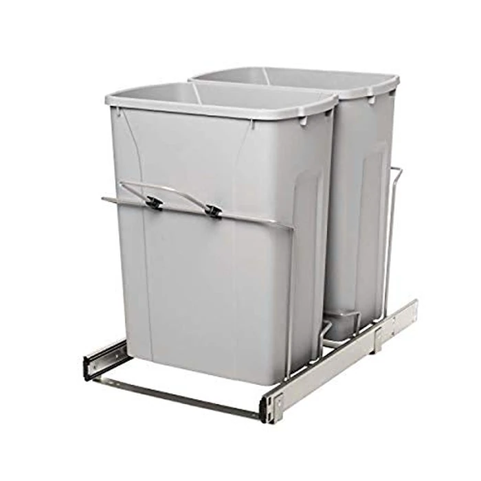 Knape & Vogt RS-PSW15-2-35-R-P in-Cabinet, 18.4 14.25 22-Inch Pull Out Trash Can, Platinum by Knape & Vogt - Used - Like New condition
