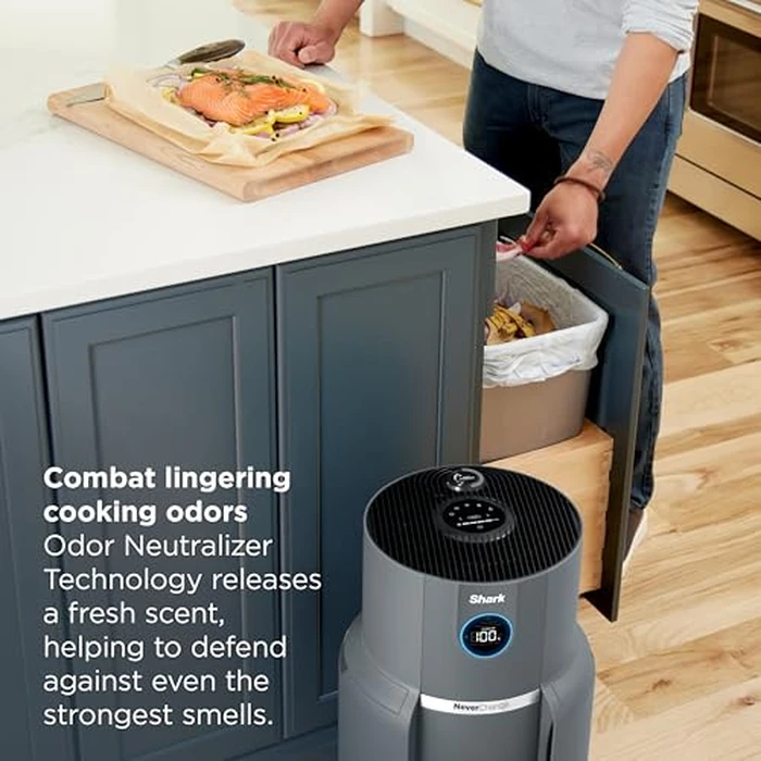 Shark Air Purifier for Home, NeverChange Max, 1,300 sq. ft. for Large Room, Kitchen, Home Office, HEPA-Exceeding Filter, Captures Pollutants, Pet Dander, Dust, Odor, Smoke, and More, HP301, Grey by Shark - Image 6