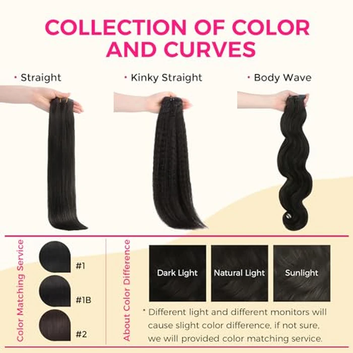 Lashey Clip in Hair Extensions Real Human Hair 150g Body Wave 9pcs Seamless Clip in Hair Extensions, 22 Inch #1B Natural Black 100% Real Soft Human Hair for Women by Lashey - Image 7