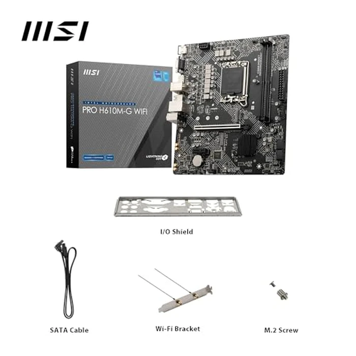 MSI PRO H610M-G WiFi Motherboard, Micro-ATX - Supports Intel Core 14th, 13th and 12th Gen Processors, LGA 1700 - DDR5 Memory Boost 5600MHz/MAX, PCIe 4.0 x16 Slot, M.2 Gen3 Slot, Wi-Fi 6E, BT 5.3 by MSI - Image 7