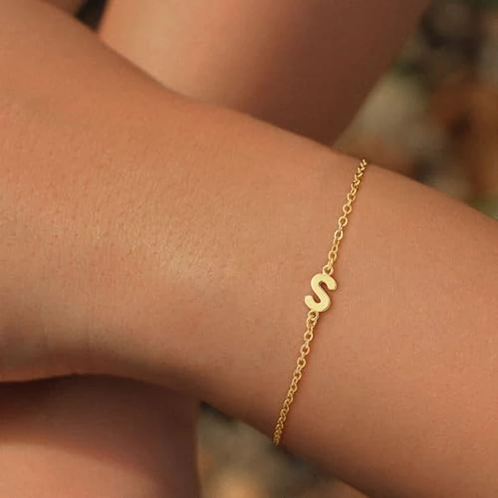 Turandoss Bracelet for Women Jewelry Gifts - Dainty Letter Bracelets Trendy 18k-Gold-Plated Letter S Initial Bracelet Personalized 18k-Gold-Plated Initial Bracelets for Women Jewelry Gifts by Turandoss - Image 2