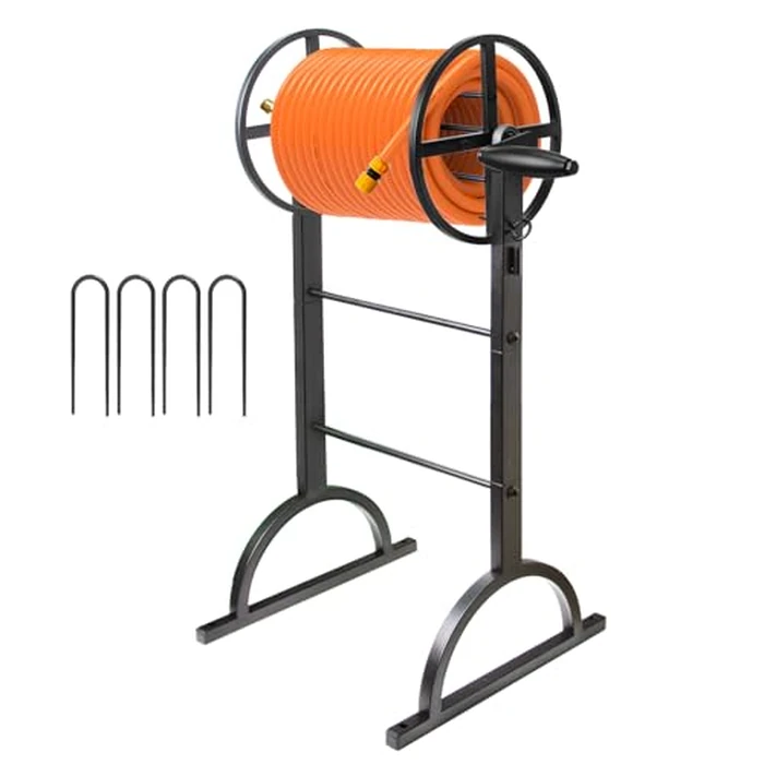 Garden Hose Reel,Upgrade Garden Hose Holder,Outside Heavy Duty Metal Freestanding Water Hose Holder Winder,Holds Up 150FT 1/2" Hose for Garden Lawn Yard by fomidao - Image 1