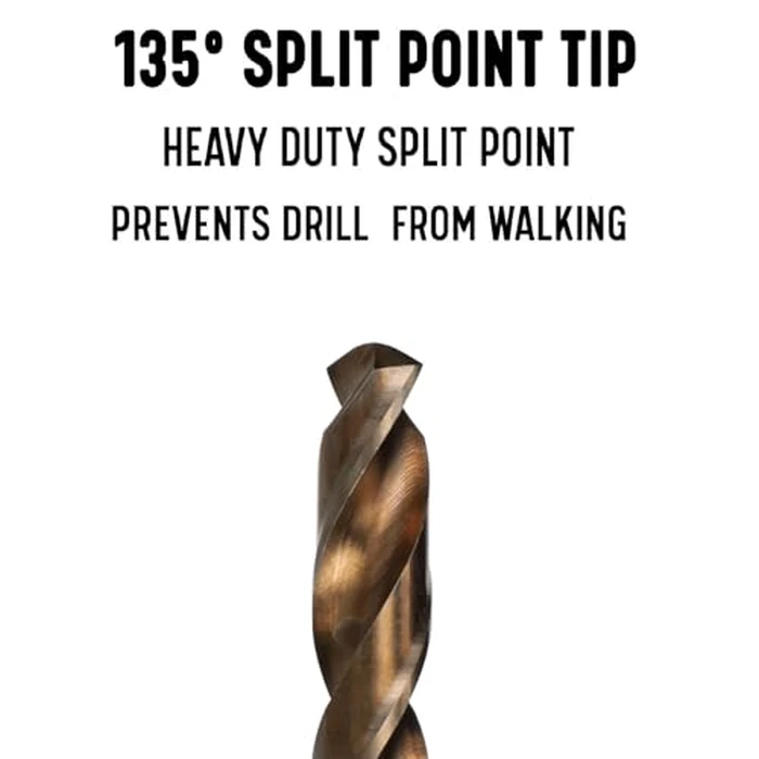 Drill America D/ASTCO17/64P12 17/64" Cobalt Heavy Duty Split Point Stub Drill Bit (Pack of 12), D/ASTCO Series by Drill America - Image 3