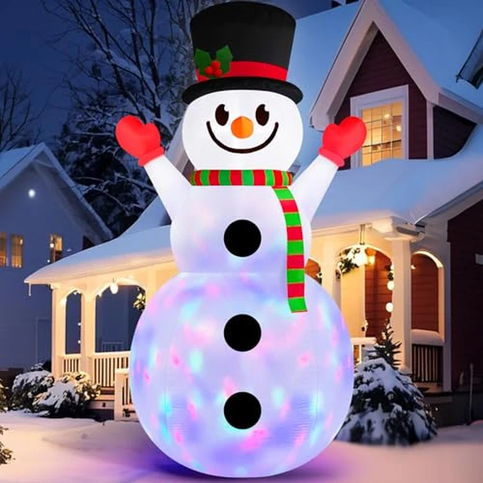 MICOCAH 10 FT Christmas Inflatables Outdoor Snowman Decorations Built in Rotating Colorful Light Giant Inflatable Snow Man Yard Decoration Xmas Blow Ups for Outside Indoor Garden Holiday Decor by MICOCAH - Used - Very Good condition - CA$35.57