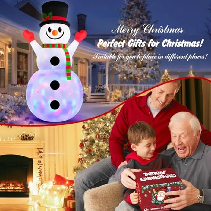 MICOCAH 10 FT Christmas Inflatables Outdoor Snowman Decorations Built in Rotating Colorful Light Giant Inflatable Snow Man Yard Decoration Xmas Blow Ups for Outside Indoor Garden Holiday Decor by MICOCAH - Image 6