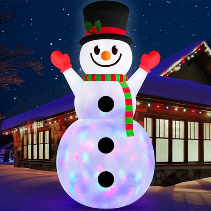 MICOCAH 10 FT Christmas Inflatables Outdoor Snowman Decorations Built in Rotating Colorful Light Giant Inflatable Snow Man Yard Decoration Xmas Blow Ups for Outside Indoor Garden Holiday Decor by MICOCAH - Image 7