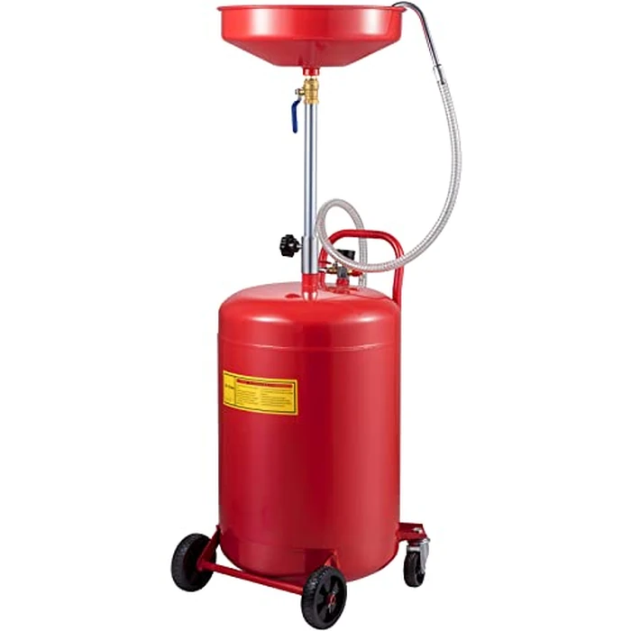 VEVOR Waste Oil Drain Tank 20 Gallon Portable Oil Drain Air Operated Drainer Oil Change, Oil Drain Container, Fluid Fuel Transfer Drainage Adjustable Funnel Height, with Wheel For Easy Oil Removal by VEVOR - Used - Very Good condition - CA$135.19