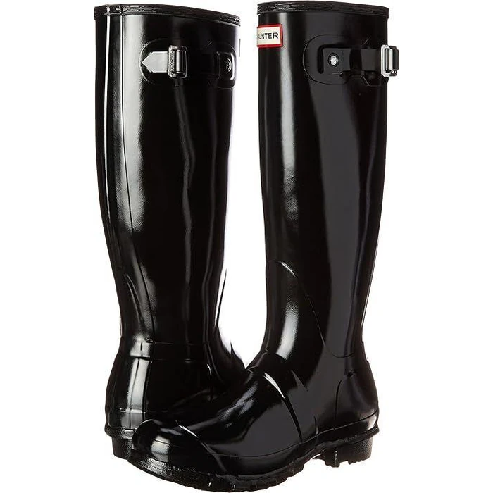 Hunter Women's Original Tall Gloss Rain Boots 7 - Black by Hunter - Image 1