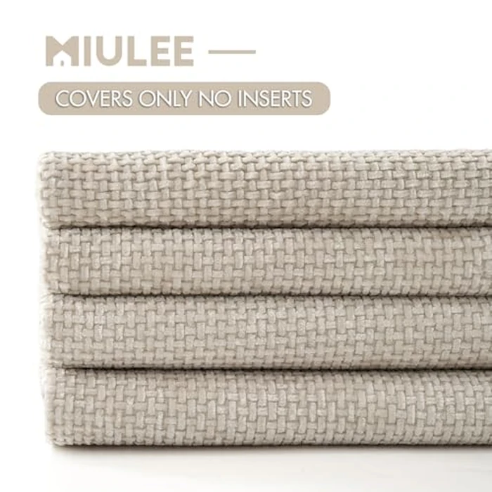 MIULEE Pack of 4 Couch Throw Pillow Covers 18x18 Inch Cream Soft Decorative Chenille Pillow Covers Farmhouse Cushion Covers for Home Decor Sofa Bedroom Living Room by MIULEE - Image 6