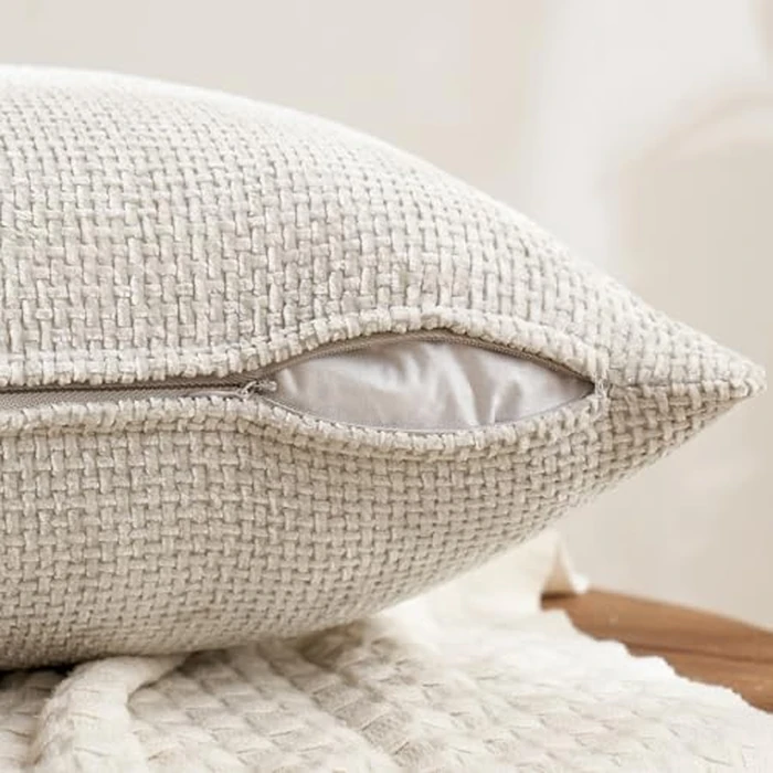 MIULEE Pack of 4 Couch Throw Pillow Covers 18x18 Inch Cream Soft Decorative Chenille Pillow Covers Farmhouse Cushion Covers for Home Decor Sofa Bedroom Living Room by MIULEE - Image 7