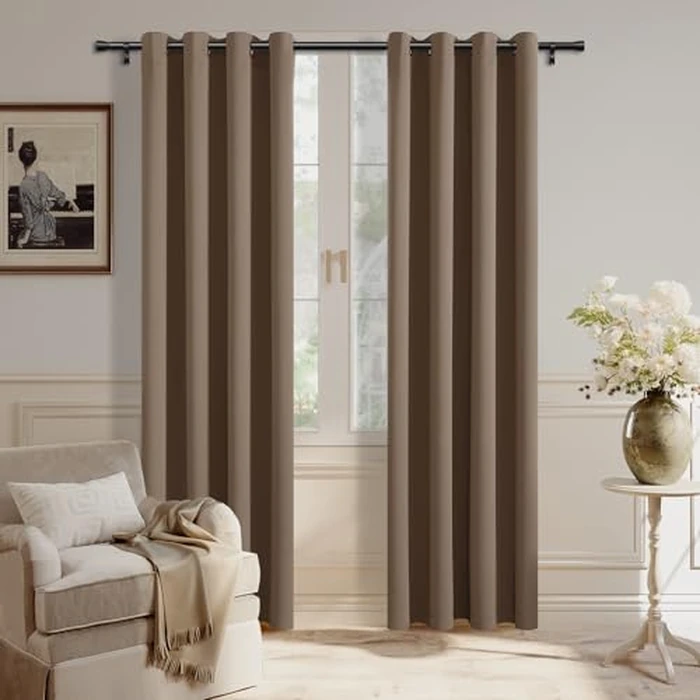 H.VERSAILTEX Blackout Curtains 84 inches Long for Living Room Black Out Curtains 2 Panels Room Darkening Thermal Insulated Window Treatment for Bedroom, 52" W x 84" L, Macchiato by H.VERSAILTEX - Used - Acceptable condition - CA$25.17