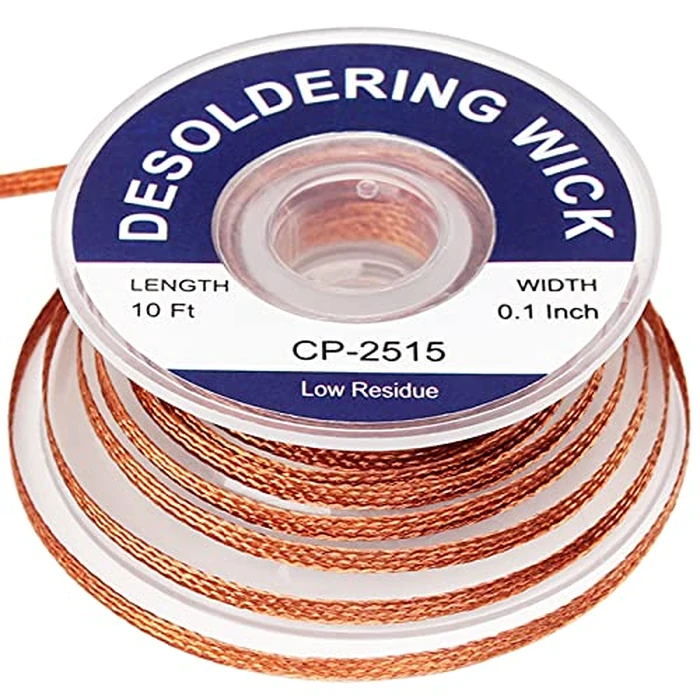 Lesnow solder wick braid 10ft Length Desoldering Wick Braid Remover Tool Solder Sucker 1 piece No-Clean soldering Wick Wire Roll and Disassemble Electrical Components by Lesnow - Image 1