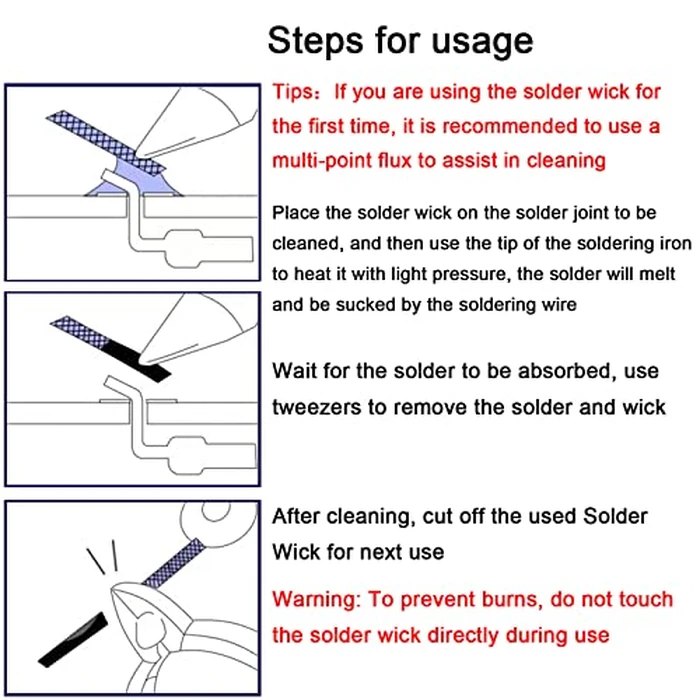 Lesnow solder wick braid 10ft Length Desoldering Wick Braid Remover Tool Solder Sucker 1 piece No-Clean soldering Wick Wire Roll and Disassemble Electrical Components by Lesnow - Image 4
