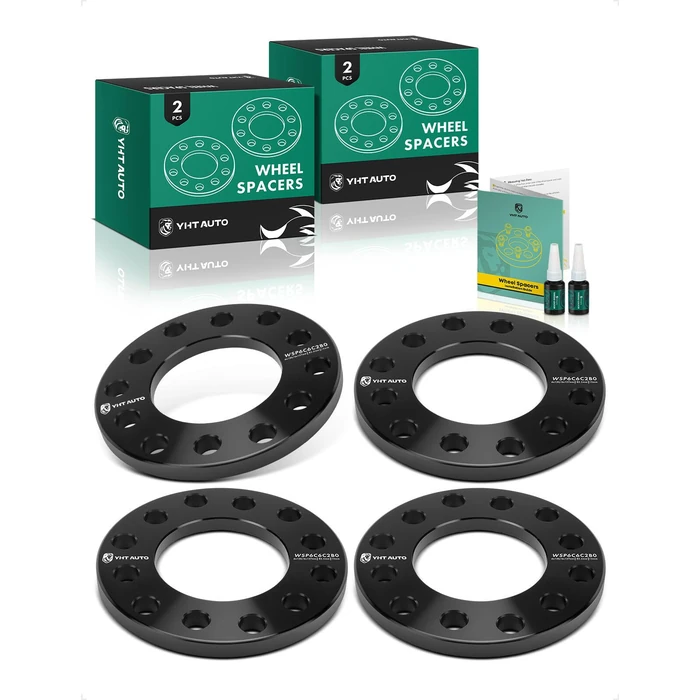 YHTAUTO 6x120 mm/6x127 mm Wheel Spacers 12mm w/o Bolts Fits Buick Chevrolet Cadillac GMC Saab Isuzu Model, 82.5mm Center Bore 6 Lug 4PCS Black Tire Spacers by YHTAUTO - Used - Like New condition