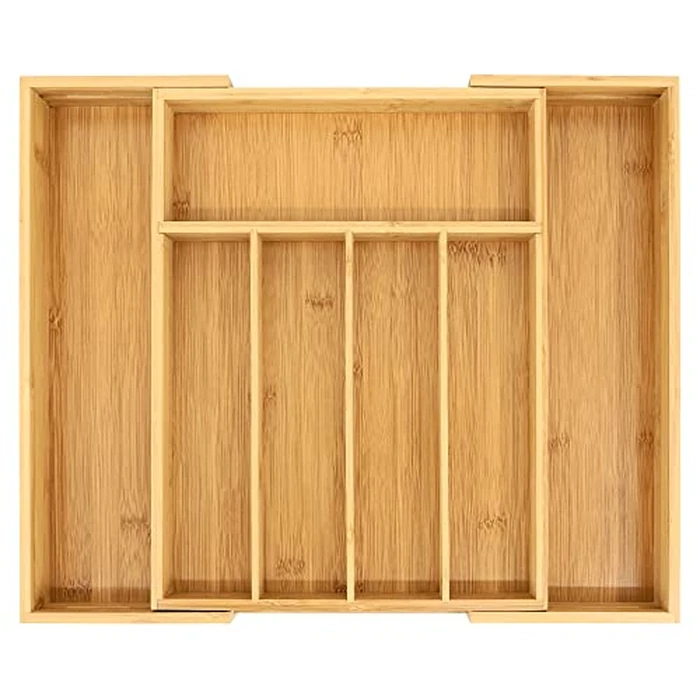 VaeFae Bamboo Drawer Organizer, Expandable Silverware Drawer Organizer, Cutlery Tray with Dividers for Kitchen Utensils, Medium by VaeFae - Image 1