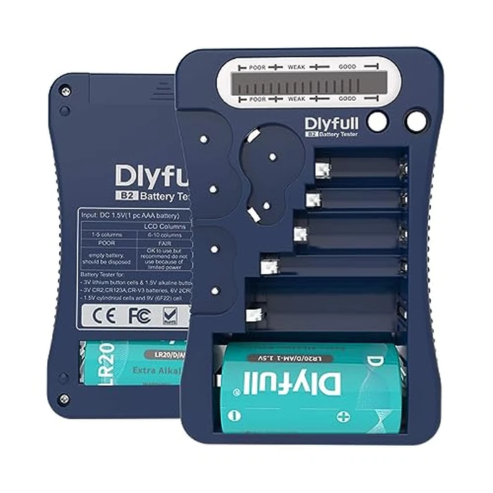 Battery Tester, Dlyfull LCD Display Universal Battery Checker for AA AAA C D 9V CR2032 CR123A CR2 CRV3 2CR5 CRP2 1.5V/3V Button Cell Batteries, 1x AAA Batteries Included by DLYFULL - Used - Very Good condition