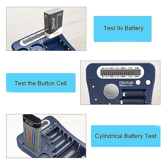 Battery Tester, Dlyfull LCD Display Universal Battery Checker for AA AAA C D 9V CR2032 CR123A CR2 CRV3 2CR5 CRP2 1.5V/3V Button Cell Batteries, 1x AAA Batteries Included by DLYFULL - Image 4
