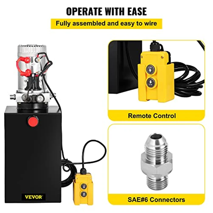 Vevor Single Acting Hydraulic Pump 12V DC Hydraulic Power Unit 3.75 Gallon Dump Trailer Pump Steel Hydraulic Power Unit (Steel, 15 Quart/Single Acting): Industrial & Scientific by VEVOR - Image 4