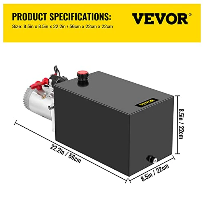 Vevor Single Acting Hydraulic Pump 12V DC Hydraulic Power Unit 3.75 Gallon Dump Trailer Pump Steel Hydraulic Power Unit (Steel, 15 Quart/Single Acting): Industrial & Scientific by VEVOR - Image 7