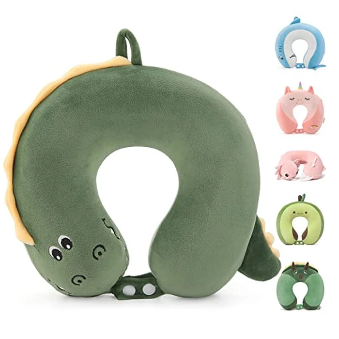Niuniu Daddy Crocodile Kids Travel Neck Pillows for 3-8 Years Old, Soft Memory Foam Neck Support Pillows for Airplane, Car Seat, Travel Essentials for Kids Children Boys Girls Road Trip Sleeping by Niuniu Daddy - Image 1
