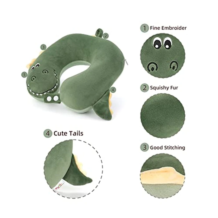 Niuniu Daddy Crocodile Kids Travel Neck Pillows for 3-8 Years Old, Soft Memory Foam Neck Support Pillows for Airplane, Car Seat, Travel Essentials for Kids Children Boys Girls Road Trip Sleeping by Niuniu Daddy - Image 5