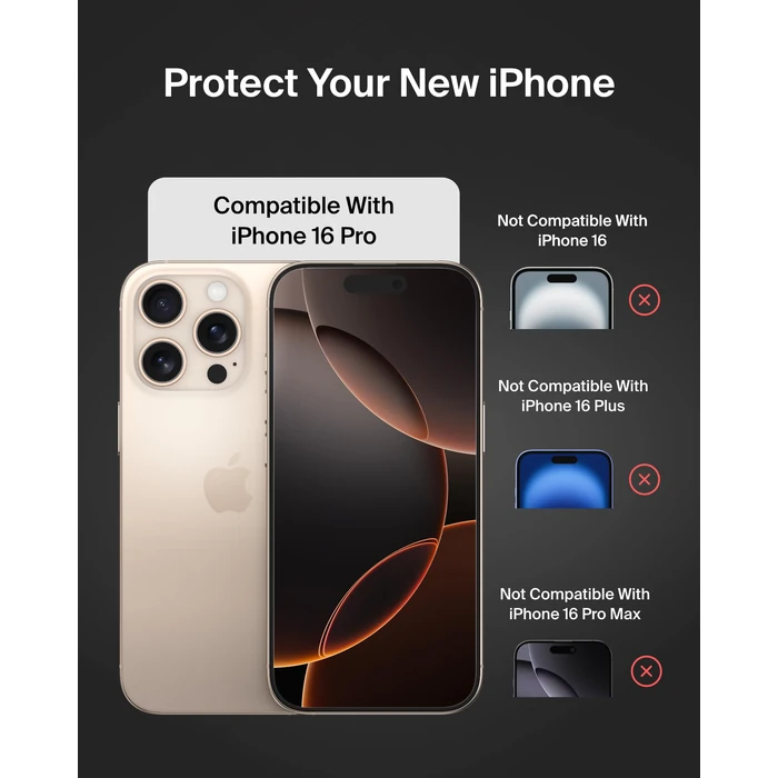 Belkin ScreenForce TemperedGlass Treated Screen Protector for iPhone 16 Pro - Slim & Scratch-Resistant - Includes Easy Align Frame for Bubble Free Application - 2-Pack by Belkin - Image 2