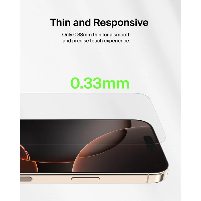 Belkin ScreenForce TemperedGlass Treated Screen Protector for iPhone 16 Pro - Slim & Scratch-Resistant - Includes Easy Align Frame for Bubble Free Application - 2-Pack by Belkin - Image 4