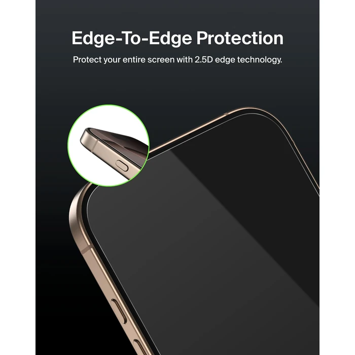 Belkin ScreenForce TemperedGlass Treated Screen Protector for iPhone 16 Pro - Slim & Scratch-Resistant - Includes Easy Align Frame for Bubble Free Application - 2-Pack by Belkin - Image 5