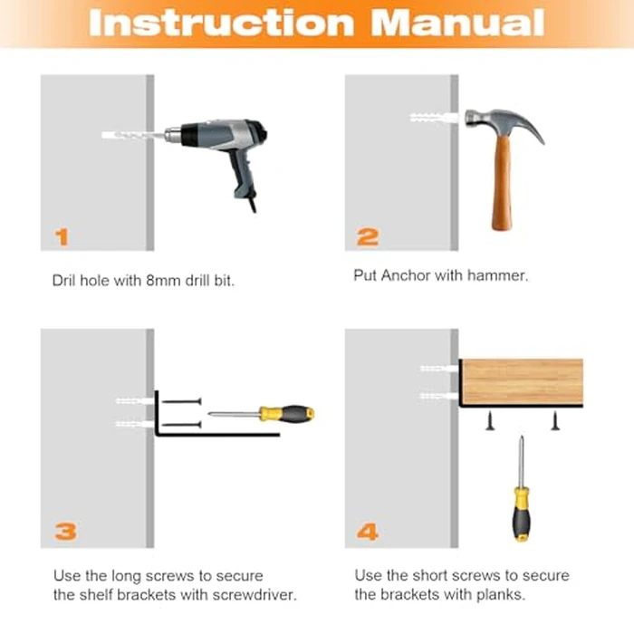 Floating Shelf Brackets 10 inch 6 Pack L Brackets for Shelves Black Metal Heavy Duty Shelf Bracket for DIY Decorative with Mounting Hardware by Aunulahca - Image 7