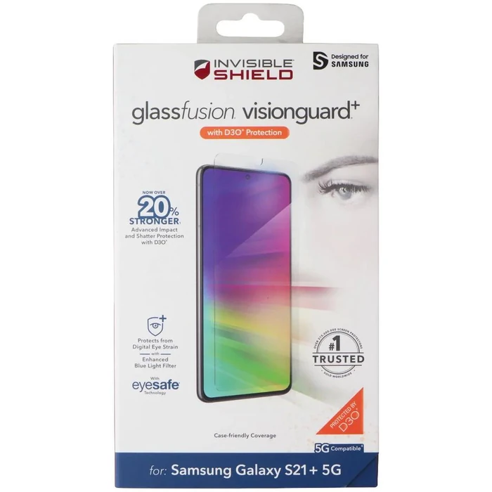 ZAGG InvisibleShield (GlassFusion VisionGuard+) Screen for Galaxy S21+ (Plus) 5G - Clear by Zagg - Refurbished - Brand New condition