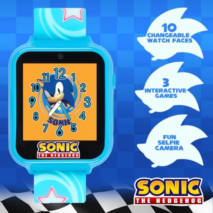 Accutime Kids SEGA Sonic The Hedgehog Blue Educational Touchscreen Smart Watch Toy for Boys, Girls, Toddlers - Selfie Cam, Learning Games, Alarm, Calculator, Pedometer (Model: SNC4133AZ) by Accutime - Image 1