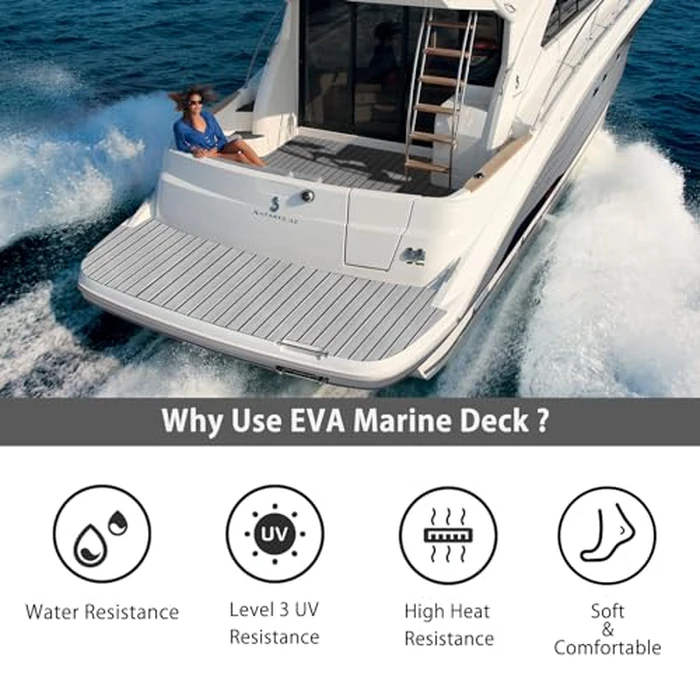 CHRHZN Boat Flooring EVA Foam Decking Teak Sheet - Non-Slip Marine Mat for Yacht, Motorboat, RV, Kayak and Swimming Pool - Self-Adhesive Flooring Material - 94" x 44"/35"/23"/16" by CHRHZN - Image 2
