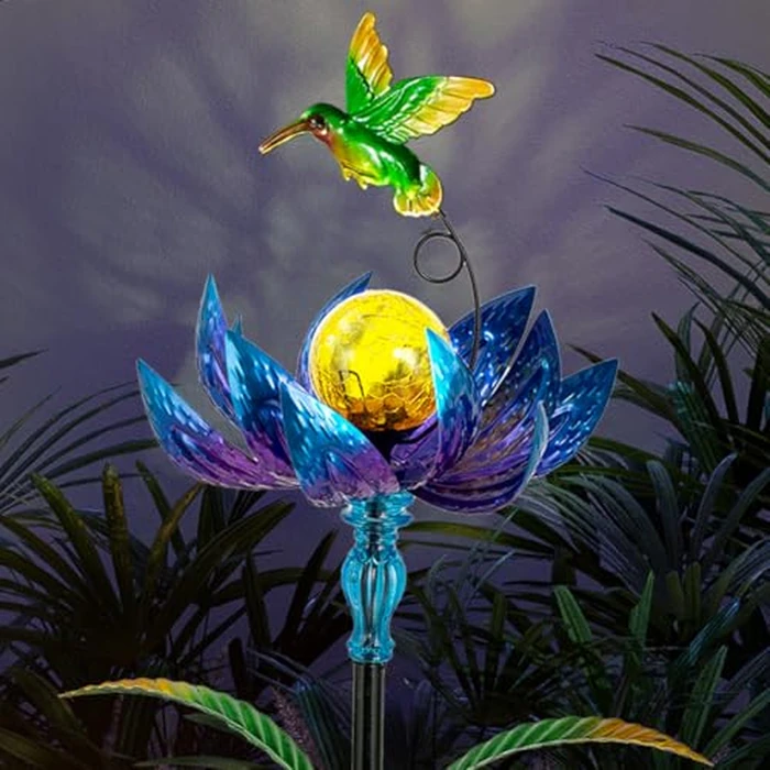 Sunnylight Solar Wind Spinners Outdoor, Solar Wind Spinner with LED Lights Ball, Garden Windmill for Yard, Garden, Patio, Lawn Decor (Blue) by sunnylight - Used - Very Good condition - US$21.53