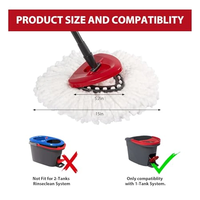 5-Pack Mop Replacement Heads for Ocedar Mop Replace Head EasyWrin Spin Mop Heads Replacements, Easy Cleaning Mop Head Replacement by YUAKOU - Image 2