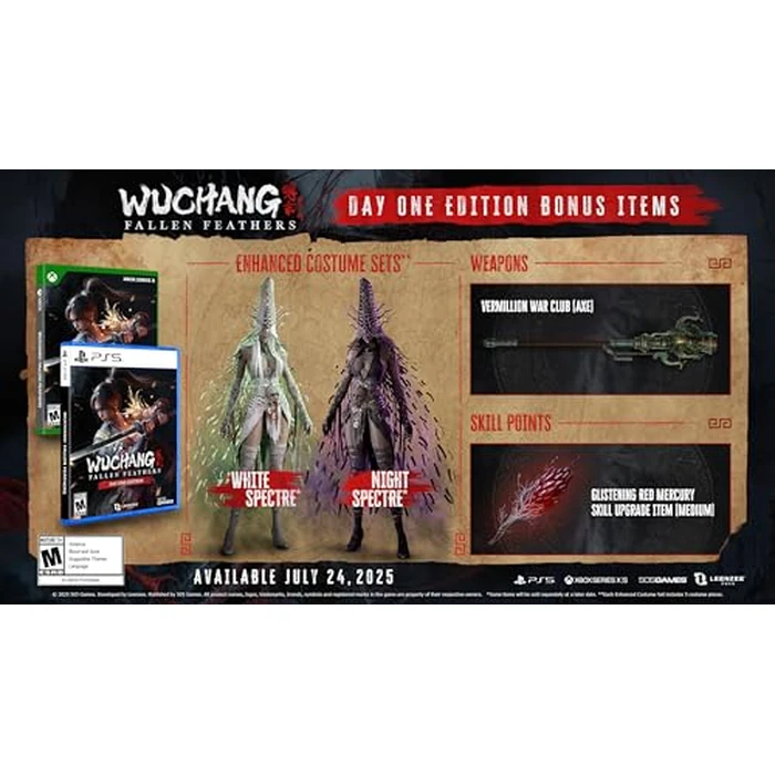 WUCHANG: Fallen Feathers Day 1 Edition - PlayStation 5 by 505 Games - Used - Like New condition - US$38.75