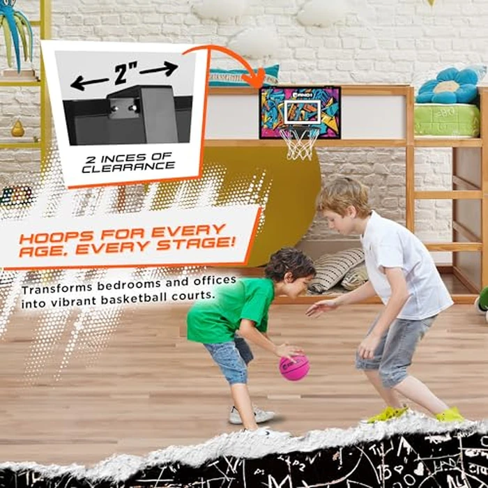 AND1 Over The Door [Mini Basketball] [Hoop]: - 18”x12” Pre-Assembled Portable with Flex Rim, Includes Two Deflated 5” - Teal/Pink (5A1GT0110L0E2) by AND1 - Image 6