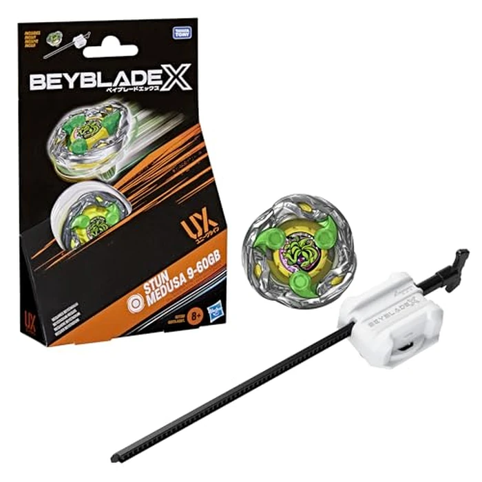 BEY BLADE X Stun Medusa 9-60GB UX Starter Pack Set with Takara Tomy Stamina Type Top and Launcher, Battling Tops Game Toys, Ages 8+ by Beyblade - Used - Like New condition - US$9.85