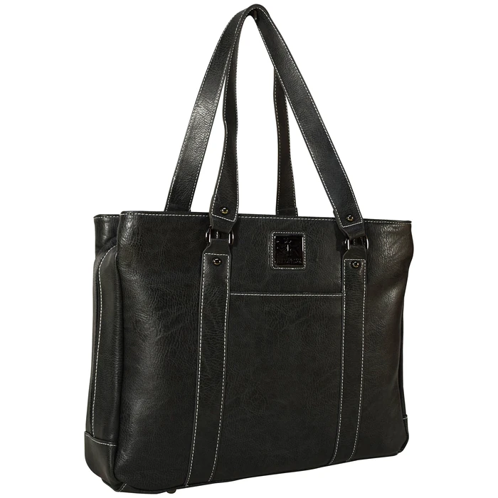 Kenneth Cole Reaction Women's Faux Leather Triple Compartment Top Zip 15.0” Computer Business Laptop Tote, Charcoal, One Size by Kenneth Cole - Used - Very Good condition