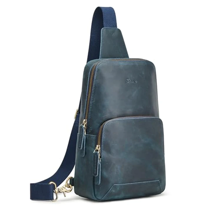 S-ZONE Sling Bag for Men Women RFID Blocking Genuine Leather Crossbody Shoulder Bag Backpack Hiking Daypack Travel by S-ZONE - Image 1