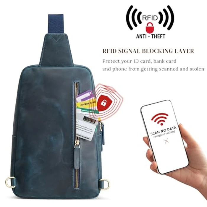 S-ZONE Sling Bag for Men Women RFID Blocking Genuine Leather Crossbody Shoulder Bag Backpack Hiking Daypack Travel by S-ZONE - Image 4