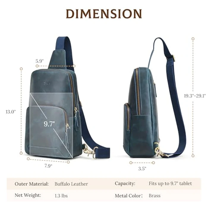 S-ZONE Sling Bag for Men Women RFID Blocking Genuine Leather Crossbody Shoulder Bag Backpack Hiking Daypack Travel by S-ZONE - Image 6