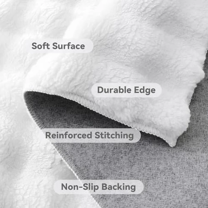 OLANLY Fluffy Faux Fur Small Rug, 2x3 Feet Non Slip Bathroom Rug, Soft Shaggy Floor Mat for Entrance, Bathroom, Kitchen, Home Decor, White by OLANLY - Image 2
