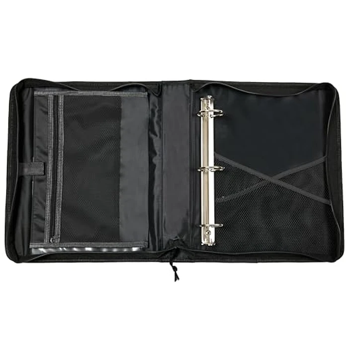 Avery 2" Inch Zipper Binder, 3 Round Rings, Durable Messenger Nylon Zipper Black Binder, Tablet Holder, 6-Pockets with 5 Tab Dividers, Carry-All Storage Binder (26051) by Avery - Image 2