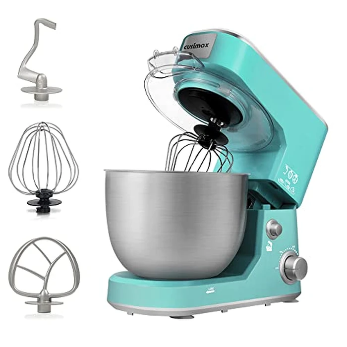 Stand Mixer, CUSIMAX 5-Qt Dough Mixer Tilt-Head Electric Kitchen Mixer with Dough Hook, Mixing Beater and Whisk Splash Guard for Home Cooking, Green by CUSIMAX - Image 1